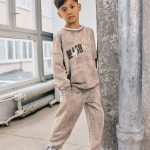 Komplet dresowy MASHMNIE BLUZA I SPODNIE Farbowane szaro-beżowe