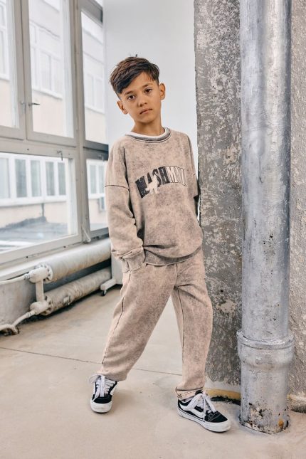 Komplet dresowy MASHMNIE BLUZA I SPODNIE Farbowane szaro-beżowe