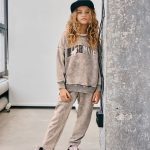 Komplet dresowy MASHMNIE BLUZA I SPODNIE Farbowane szaro-beżowe