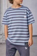 T-SHIRT MASHMNIE Niebieski  W PASKI