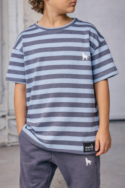 T-SHIRT MASHMNIE Niebieski  W PASKI