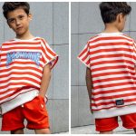 T-SHIRT MASHMNIE Czerwone W PASKI