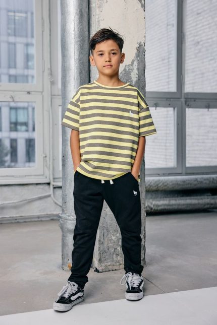 T-SHIRT MASHMNIE ŻÓŁTY W PASKI