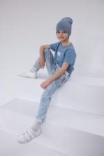 Spodnie dekatyzowane -Niebieskie Cargo - obrazek 5