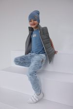 Spodnie dekatyzowane -Niebieskie Cargo - obrazek 3