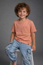 T-shirt z kieszonką BRZOSKWIONIOWY- MIMI - obrazek 2