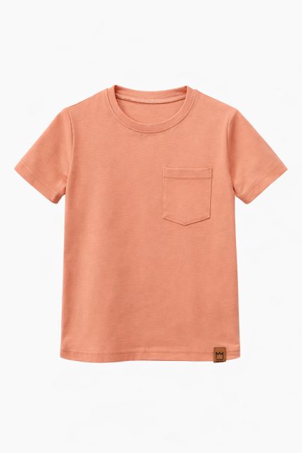 T-shirt z kieszonką BRZOSKWIONIOWY- MIMI