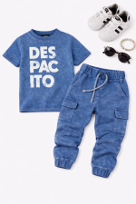 T-shirt dekatyzowany - Niebieski