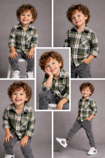 Koszula w kratę Zieloną - MIMI - obrazek 2