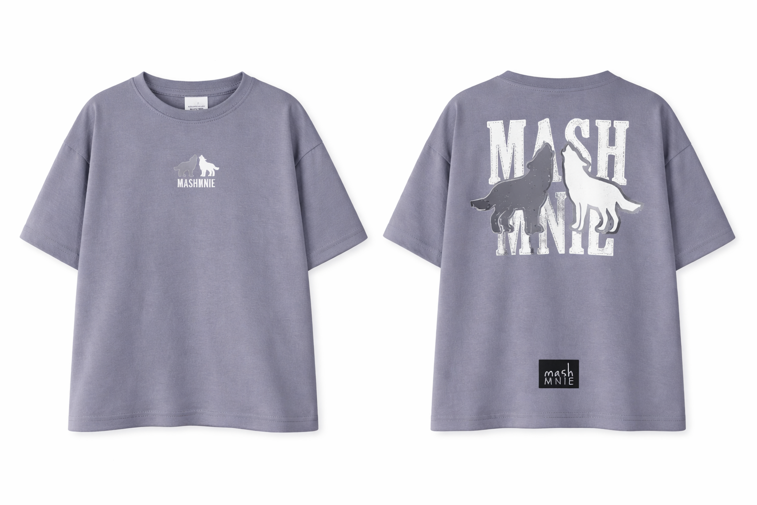 Koszulka dziecięca z motywem wilków T-SHIRT MASHMNIE Szary - obrazek 1