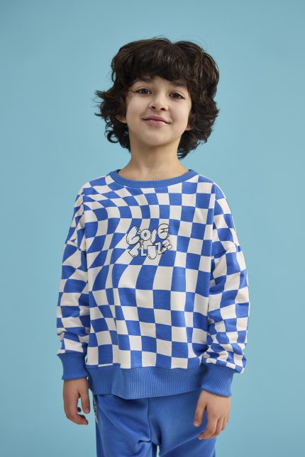 BLUZA szachownica NIEBIESKA