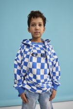 BLUZA z zamkiem Szachownica niebieska - obrazek 2