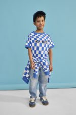 T-shirt Szachownica niebieska - obrazek 2