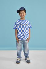 T-shirt Szachownica niebieska