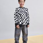 BLUZA z zamkiem Szachownica czarna