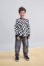 BLUZA z zamkiem Szachownica czarna