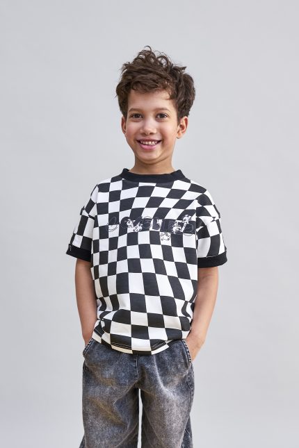 T-shirt Szachownica czarna