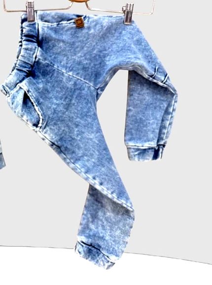 Dekatyzowane Joggersy MIMI- Niebieskie