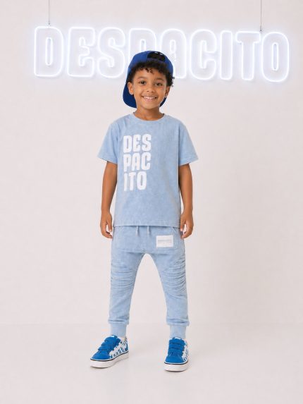 T-shirt dekatyzowany - BŁĘKITNY
