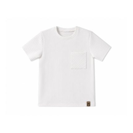 T-shirt wafelkowy - śmietankowy